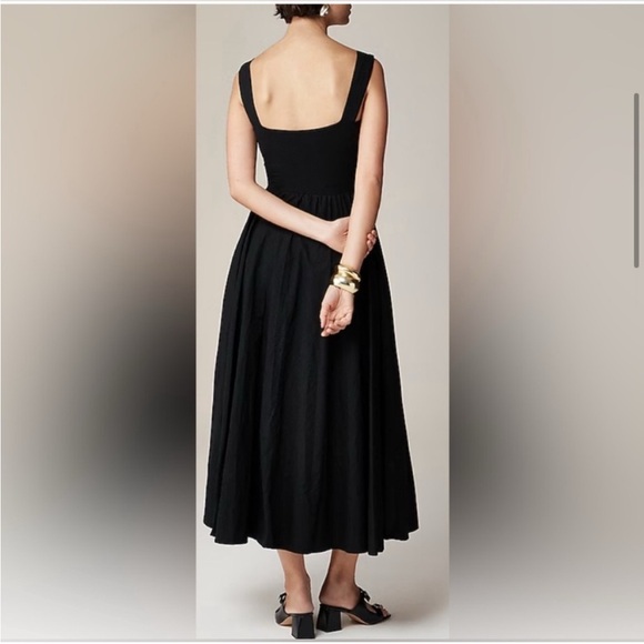 J Crew Sweetheart Mixy Tank Dress with Poplin Skirt A-Line Flowy Size S Black - Picture 3 of 10